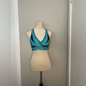 Seaform Teal and Black Bikini Top